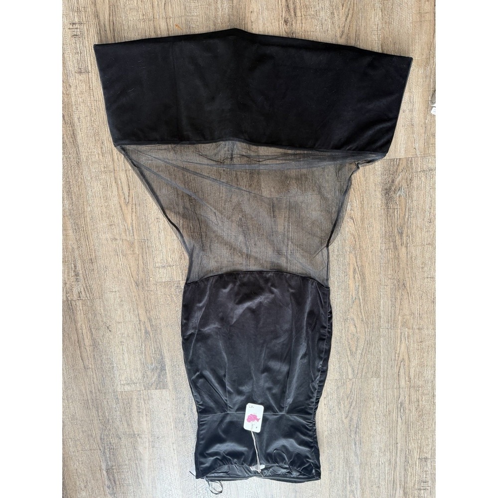 Black Crane Velvet Embroidered Strapless Dress Size S Formal Gothic Romantic - Picture 10 of 10